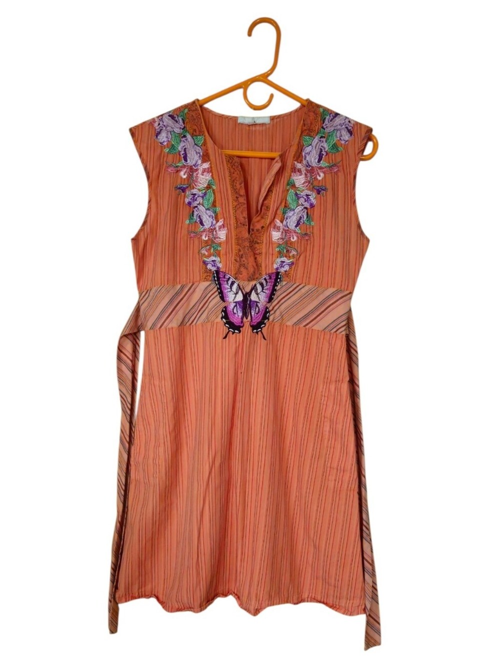 🦋Johnny Was 3J Coral Embroidered Mini Dress Tunic Floral Purple Butterfly EPC